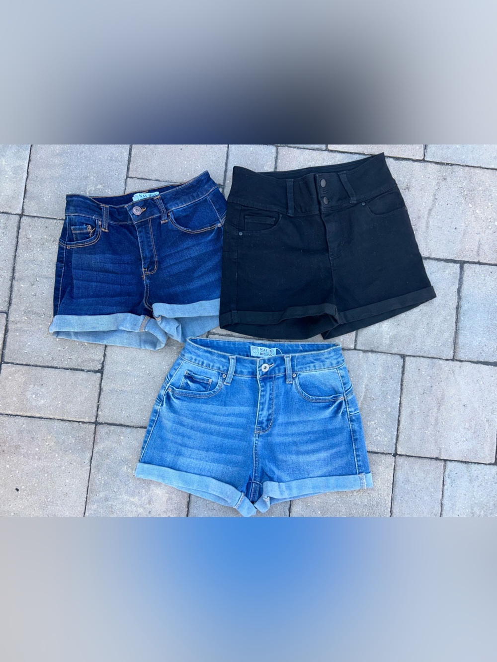 Wax Jean Light and Dark Blue and NWT Black Cuffed Denim Shorts - Women's